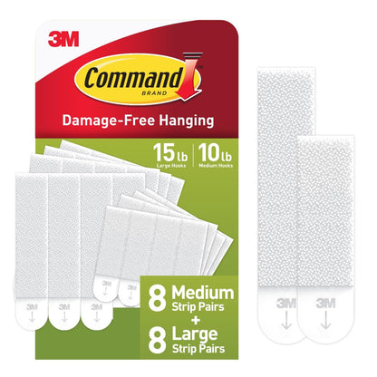 Command Tiras para Colgar Cuadros sin Daños, Paquete Variado - Medium & Large - 16 pares