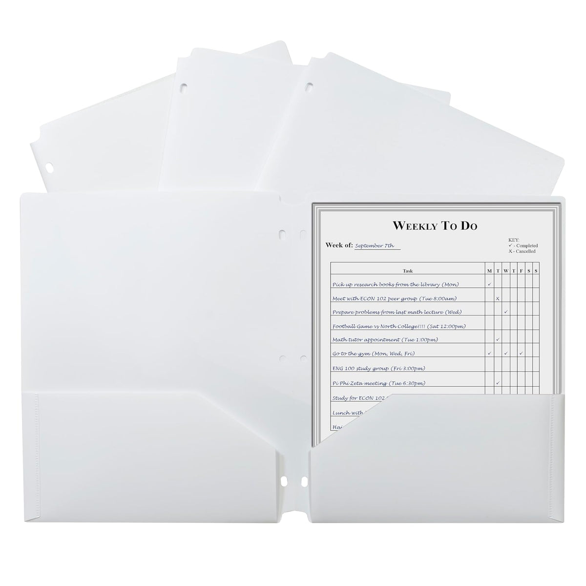 C-Line Two-Pocket Heavyweight Poly Portfolio Folder with Three-Hole Punch, Box of 25, White (33937-25)