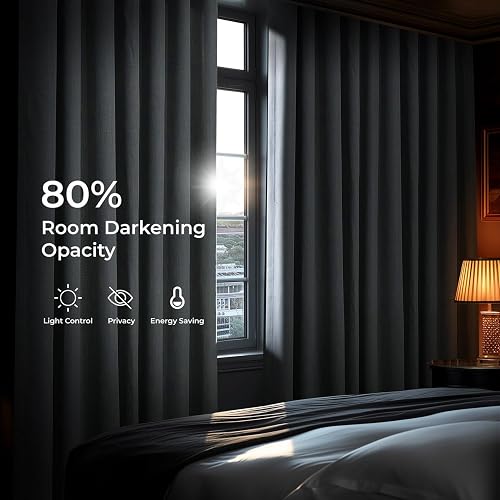 HPD Half Price Drapes Cortinas de Lino sintético con Textura para oscurecer la habitación para recámara, 96 Pulgadas de Largo (1 Panel), Cortinas de 50 Pulgadas de Ancho x 96 de Largo para decoración