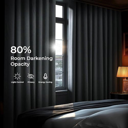 HPD Half Price Drapes Cortinas de Lino sintético con Textura para oscurecer la habitación para recámara, 96 Pulgadas de Largo (1 Panel), Cortinas de 50 Pulgadas de Ancho x 96 de Largo para decoración