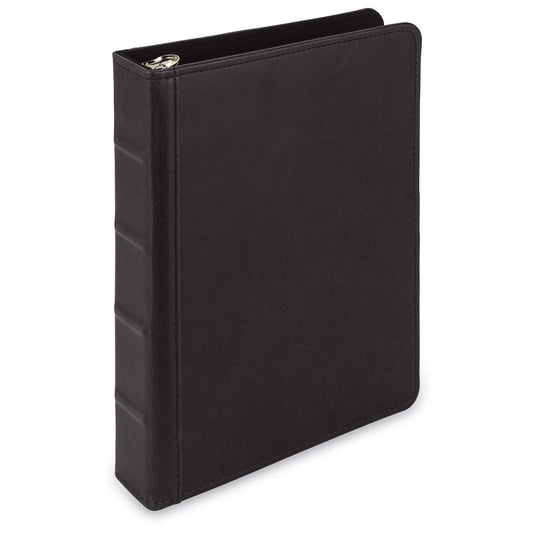Samsill Carpeta de 3 Anillos Clásico 1 Pulgada | Tapa dura, color negro, piel sintética, 5.5 x 8.5 pulgadas, sin cierre