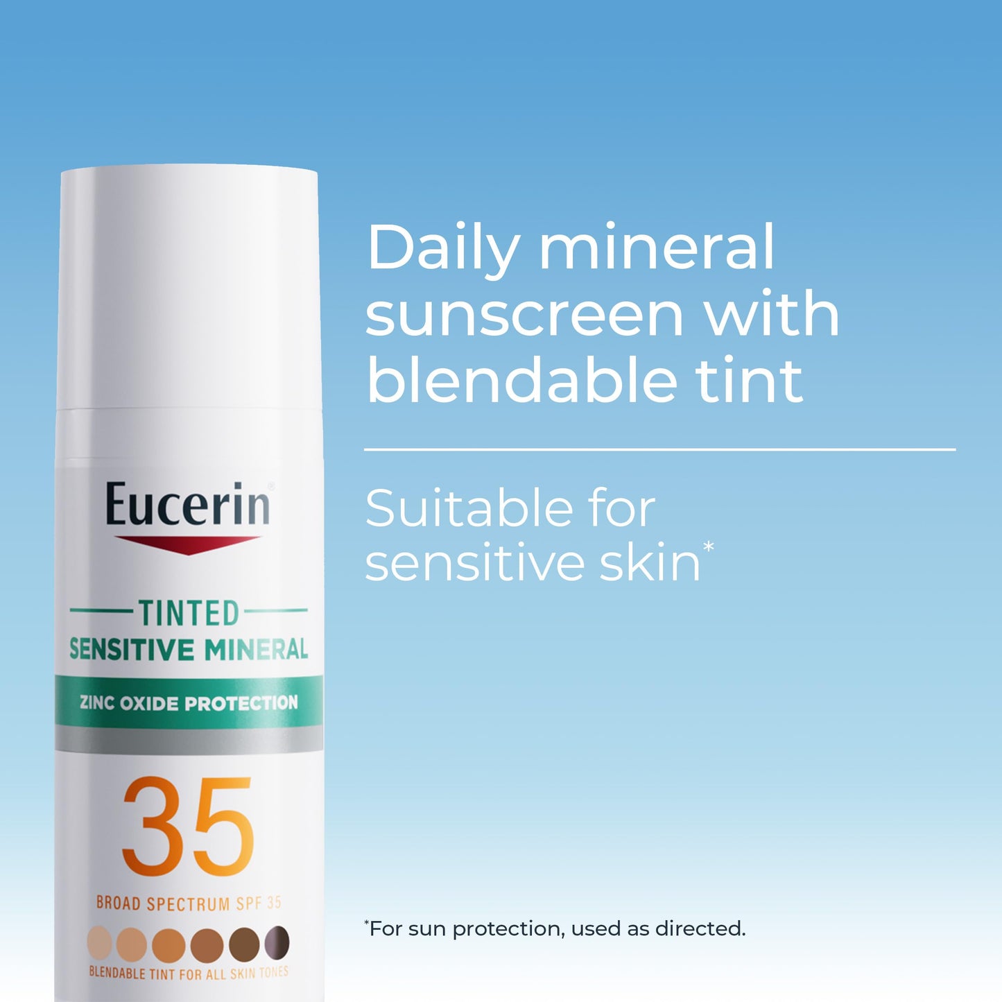 Eucerin Loción De Protector Solar Facial Mineral Tintado Solar Spf 35, Protector Solar Mineral No Comedogénico Con Protección Suave De Ã“xido De Zinc Para Piel Sensible, Frasco De 1.7