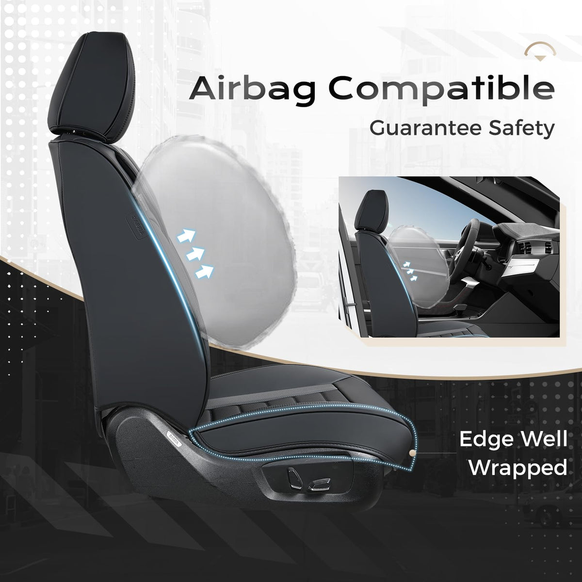 Coverado Juego Completo de Fundas de Asiento de Automóvil, Fundas de Asiento para Automóviles, Fundas de Asiento Delantero y Funda de Asiento Trasero, Funda Impermeable de Piel para Asiento automotriz