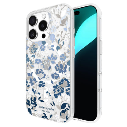 Kate Spade New York Funda para iPhone 16 Pro, Compatible con MagSafe - Flowerbed Blue Gems