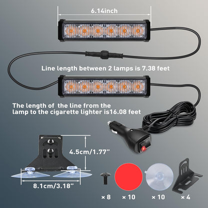 Nilight 12LEDTraffic Advisor - Luces estroboscópicas 2 en 1 Blancas de Advertencia de Emergencia, Peligro, salpicadero, luz Intermitente para Automóviles, Camiones, policía, Bombero, arado, vehículos de