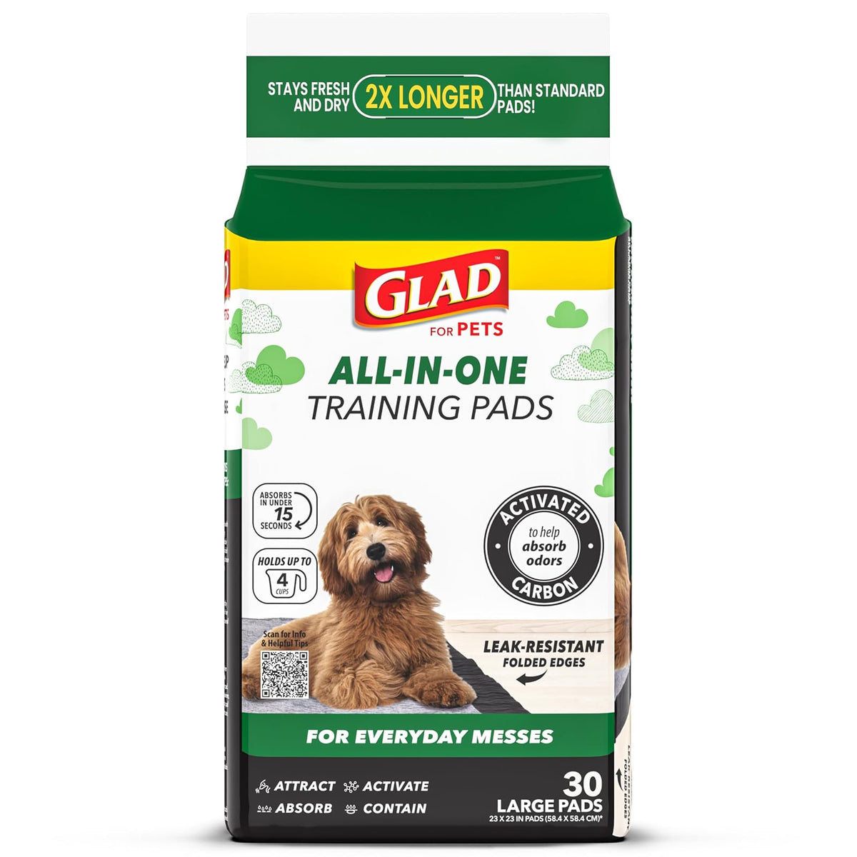 Glad, Tapete Entrenador para Perro de Carbon Activado 30pzas
