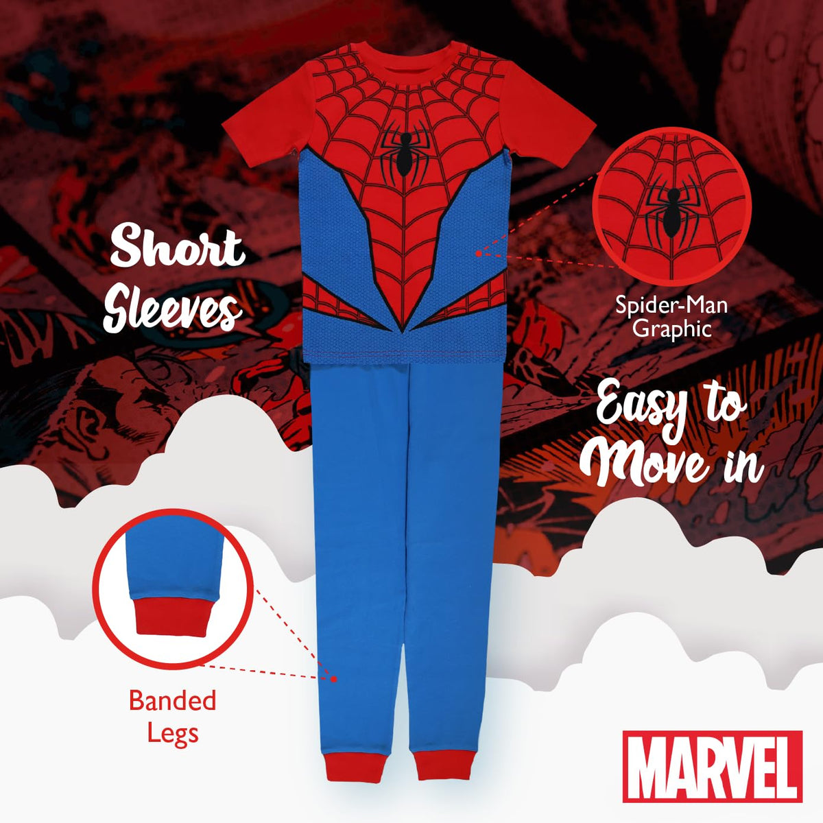 Marvel 2-Piece Snug-fit Cotton Pajama Set, Soft & Cute for Kids Juego de Pijama Mujer