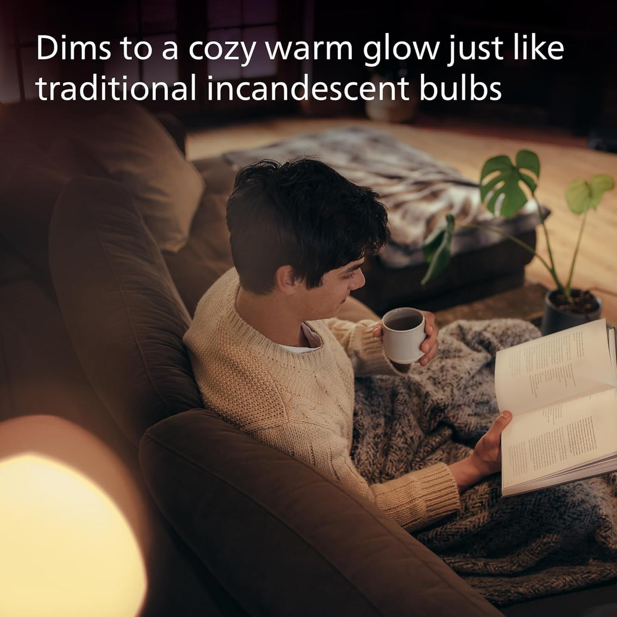 Philips foco LED A19 sin parpadeo transparente regulable, tecnología EyeComfort, 800 lúmenes, blanco suave (2700 K), 8 W = 60 W, base E26, certificado por título 20, ultra definición, interior,
