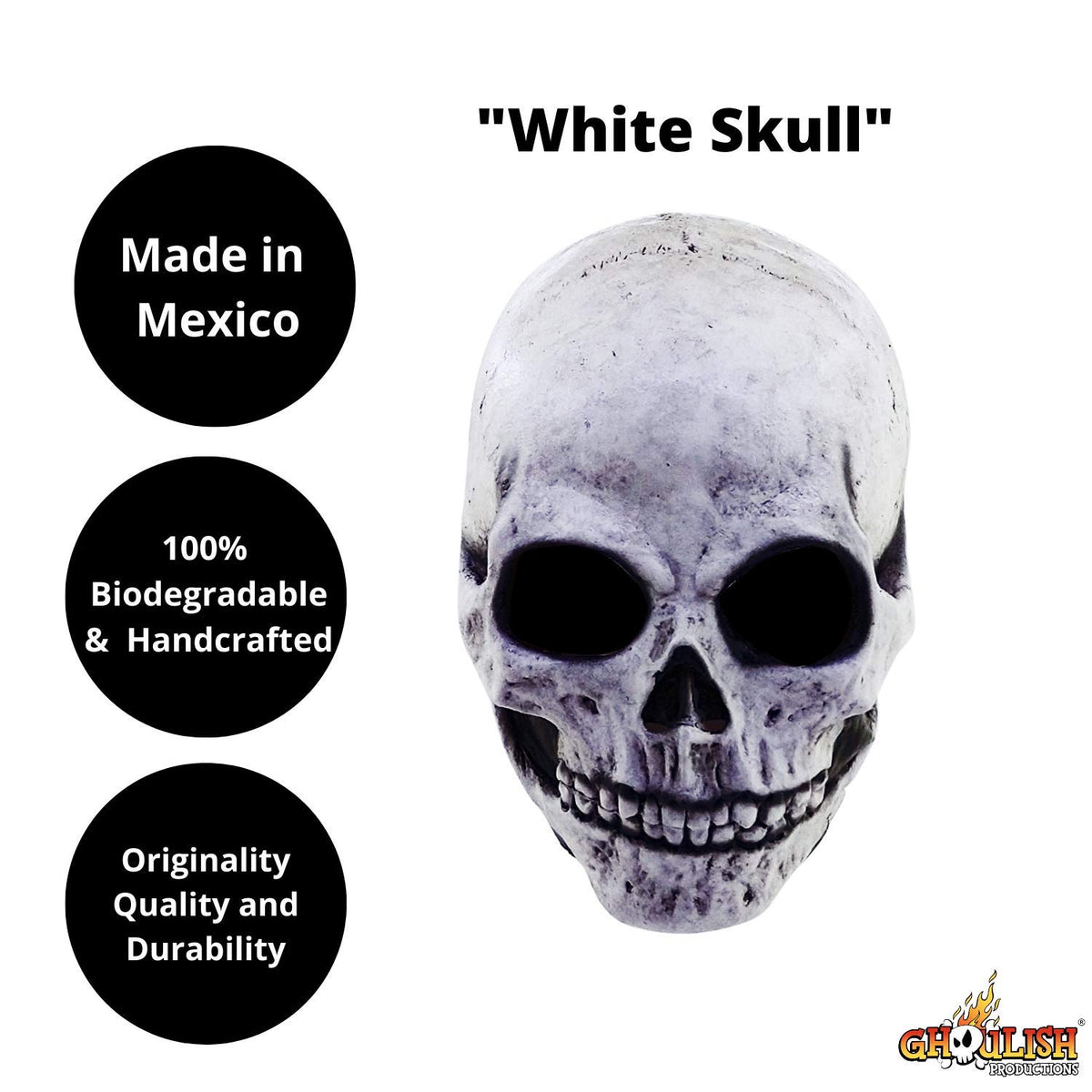 White Skull, Máscara de Craneo de Calavera Calaca, Máscaras de Calaveras de la Muerte Ideal para Halloween y Día de Muertos