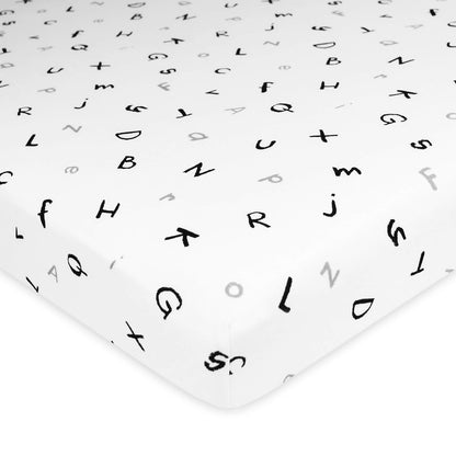 American Baby Company Sábana Ajustable de Algodón para Mini Cuna - Alphabet - 1 Count (Pack of 1)