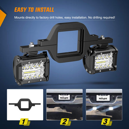 Nilight - 2 unidades de cápsulas LED de 4 pulgadas y 60 W con enganche de remolque de 2.5 pulgadas, soportes de montaje, luces LED de respaldo, iluminación de búsqueda trasera, barra de luz LED para camioneta, SUV, camión, remolque