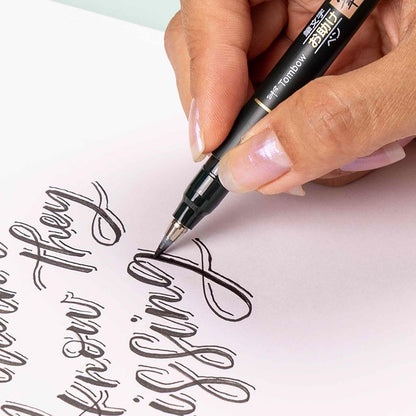 Tombow 62038 Fudenosuke Bolígrafo de pincel, paquete de 2 Punta suave y dura, Negro, Paquete de 3, 1, 3