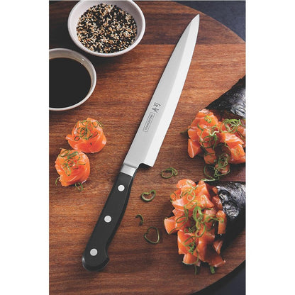 TRAMONTINA - Cuchillo Yanagiba Sushi, con Lámina de Acero Inoxidable, Mango de Policarbonato Reforzado con Fibra de Vidrio, Cubierto para Cortes Precisos, Filo Especial y Resistente, Tamaño d9"