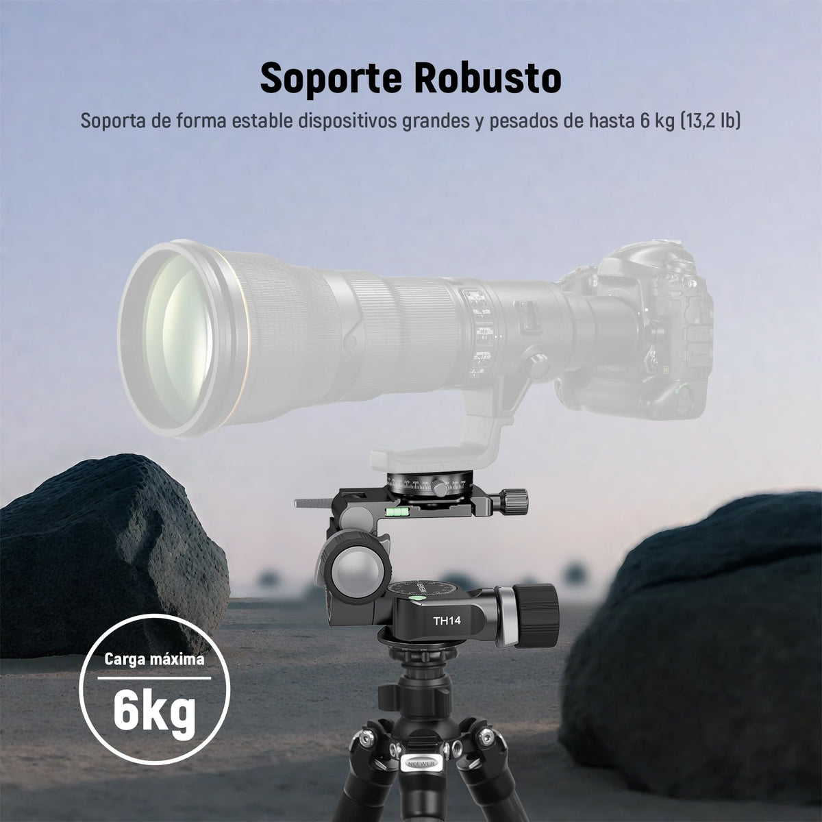 NEEWER Cabezal Trípode con Engranaje Bidireccional Microajuste Milimétrico Pan Tilt Head Aleación Aluminio, 360° Placa Panorámica Arca QR Compatible con Sony Canon Nikon DSLR, Carga Máx 13.2lb, TH14