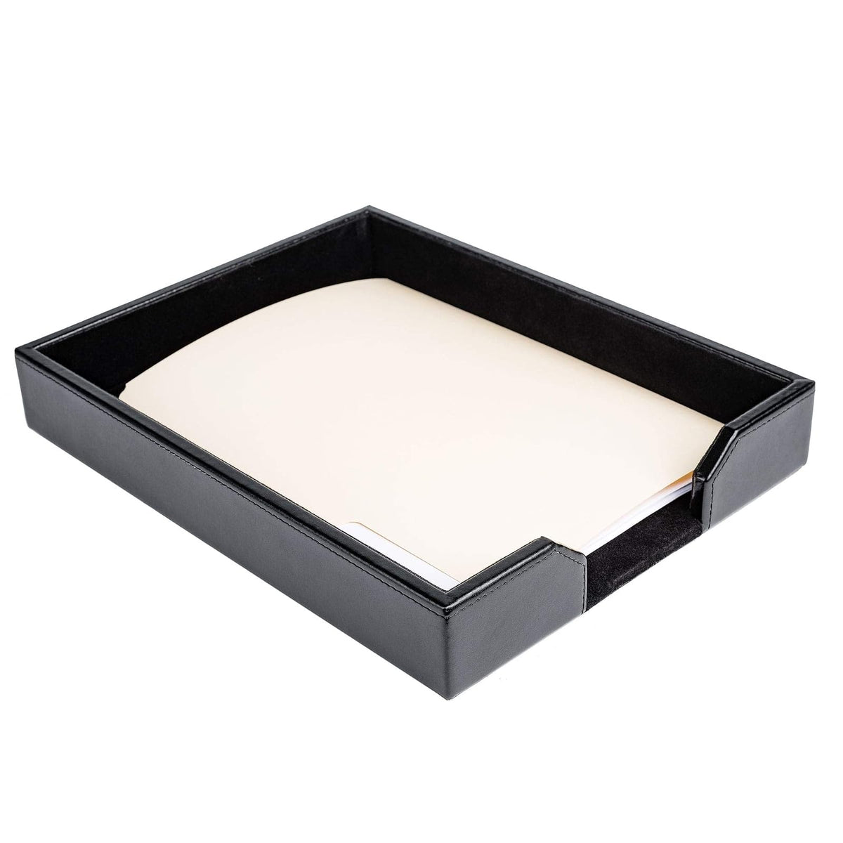 Dacasso - Bandeja para Cartas (Piel), Color Negro