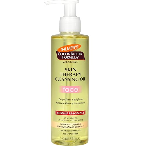 Palmer's Cocoa Butter Skin Therapy Cleansing Facial Oil, Limpiador y Desmaquillante Suave para el Rostro, Fragancia Rosa Mosqueta, No Comedogénico, Dermatológica y Oftalmológicamente Probado, 190ml