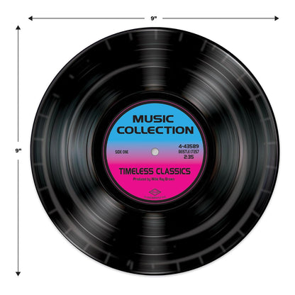 Beistle - Paquete de 16 platos de papel para discos temáticos de los años 50, suministros de fiesta de música de vinilo retro de 9 pulgadas, vajilla de los años 50