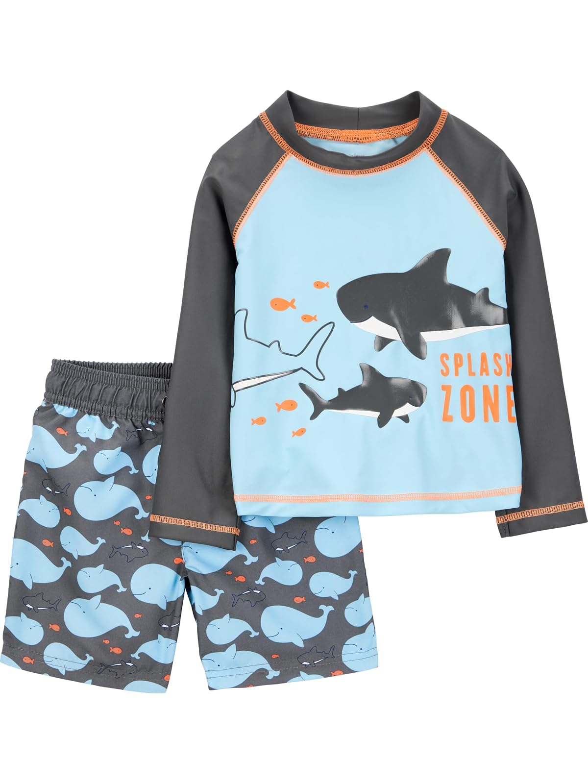 Carter's Simple Joys Traje de Baño Rashguard 2 Piezas con Protección Solar UPF 50+ para Niños - Ballenas azules - 3T