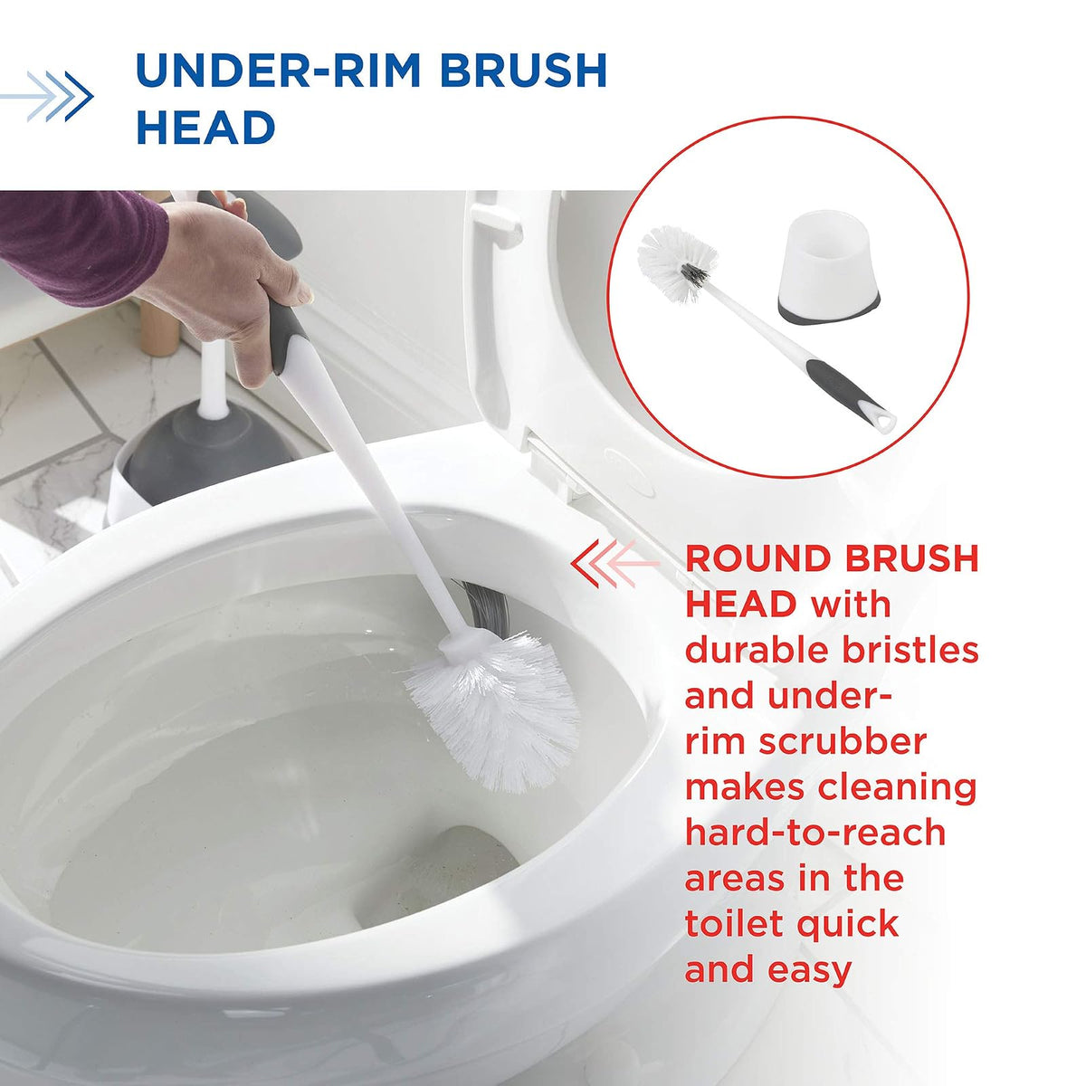 Clorox - Escobilla y émbolos para Inodoro, Blanco, Toilet Brush with Base, 1