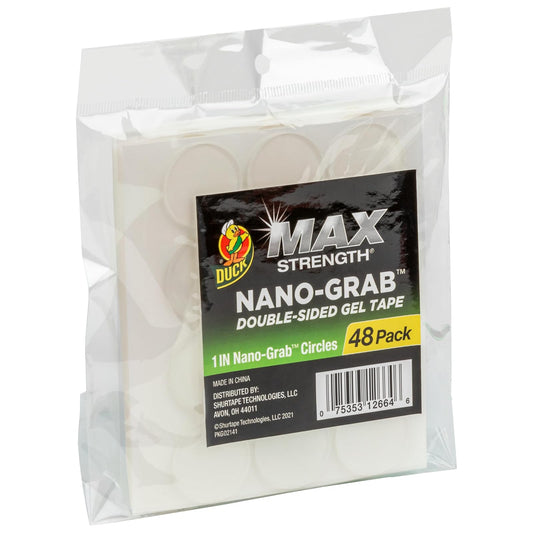 Duck Max - Cinta de gel de doble cara con tecnología de nano-agarre, transparente, multiusos y extraíble, círculos de 1 pulgada, transparente, paquete de 48 (287705)