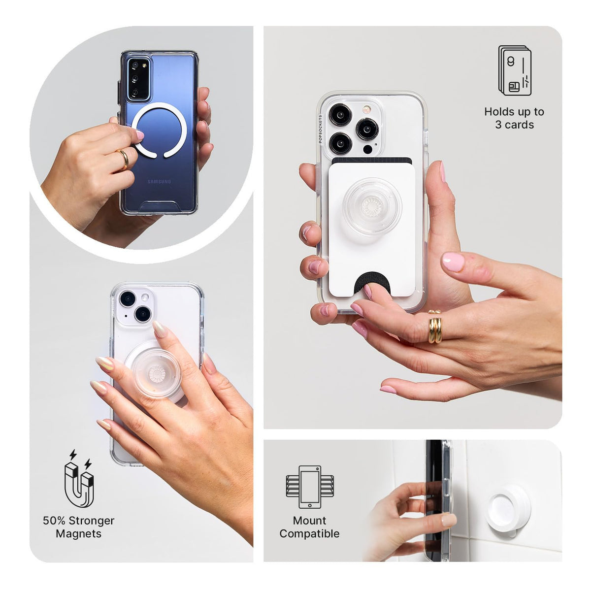 PopSockets - Empuñadura para teléfono MagSafe con Soporte, Soporte magnético, Parte Superior Intercambiable, sujeción Segura para iPhone MagSafe, Agarre para teléfono y Tablet, Lindos PopSockets