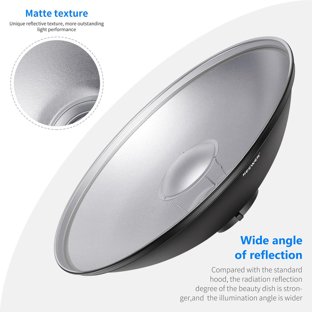 NEEWER 16"/41cm Aluminio Standard Reflector Beauty Dish | Con Blanco Difusor Sock, para Bowens Montura Studio Flash de Estudio Light, NEEWER Vision 4 ML300 S101-300W S101-400W Etc