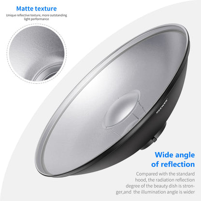NEEWER 16"/41cm Aluminio Standard Reflector Beauty Dish | Con Blanco Difusor Sock, para Bowens Montura Studio Flash de Estudio Light, NEEWER Vision 4 ML300 S101-300W S101-400W Etc
