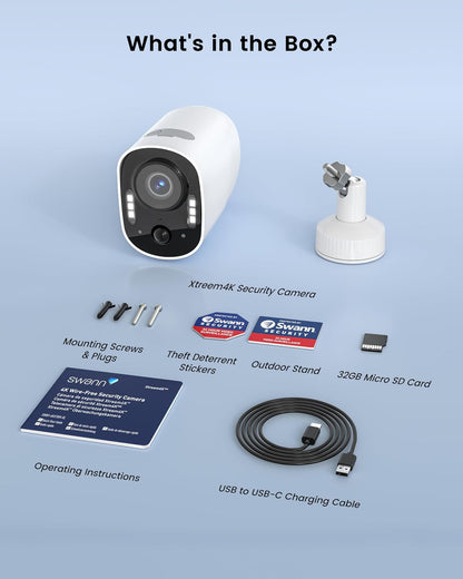 Swann Xtreem - Cámara de Seguridad inalámbrica 4K, cámara inalámbrica con Micro SD de 32 GB y Almacenamiento en la Nube, vigilancia Interior y Exterior, Ideal para Monitor de bebé y hogar,