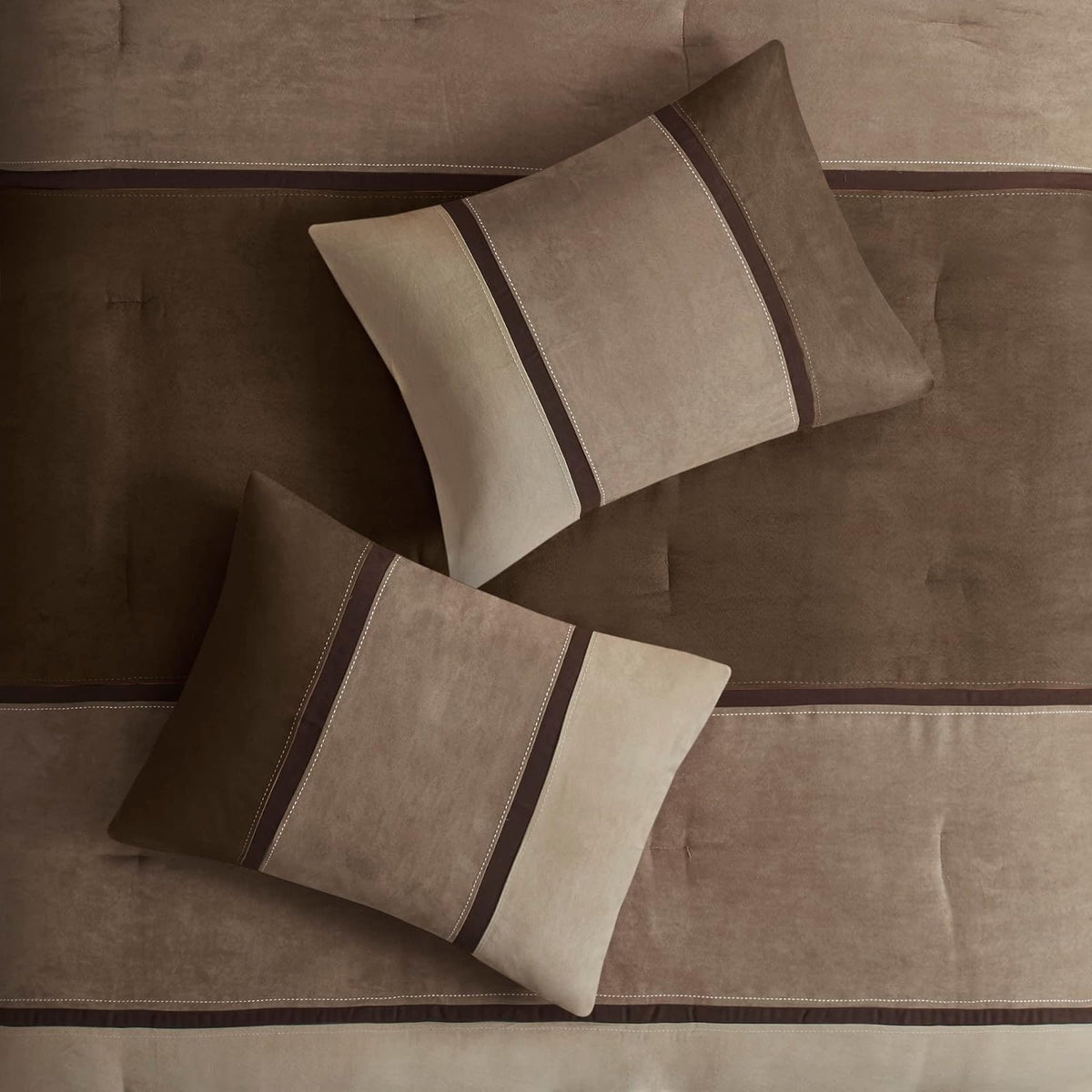 Madison Park Palisades - Juego de edredón Moderno de Gamuza sintética, diseño de Rayas para Todas Las Estaciones, Ropa de Cama acogedora Alternativa de plumón con Fundas a Juego, Almohadas