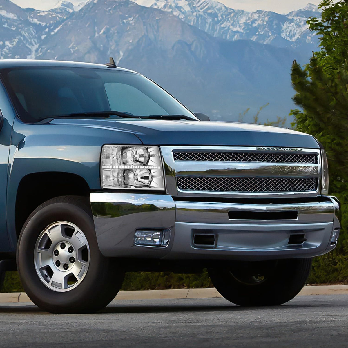 DNA Motoring HL-LED-CSIL07-CH-CL1 Par Luces LED DRL Cromo Transparente para Chevy Silverado 07-14