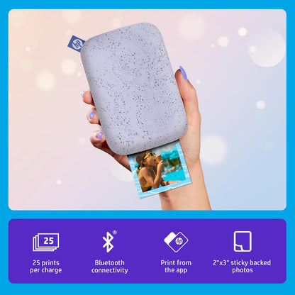HP Sprocket 2x3 Instant Smartphone Photo Printer - Portable Color Wireless Mobile Printer - Zink Sticky-Back Photos - Print from Compatible iOS & Android Devices with Bluetooth w/App - Lilac