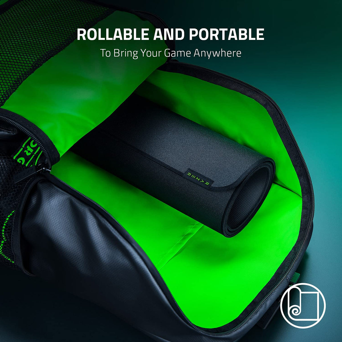 Razer Strider Hybrid Mouse Mat with a Soft Base & Smooth Glide: Firm Gliding Surface - Anti-Slip Base - Rollable & Portable - Anti-Fraying Stitched Edges - Water-Resistant - Windows