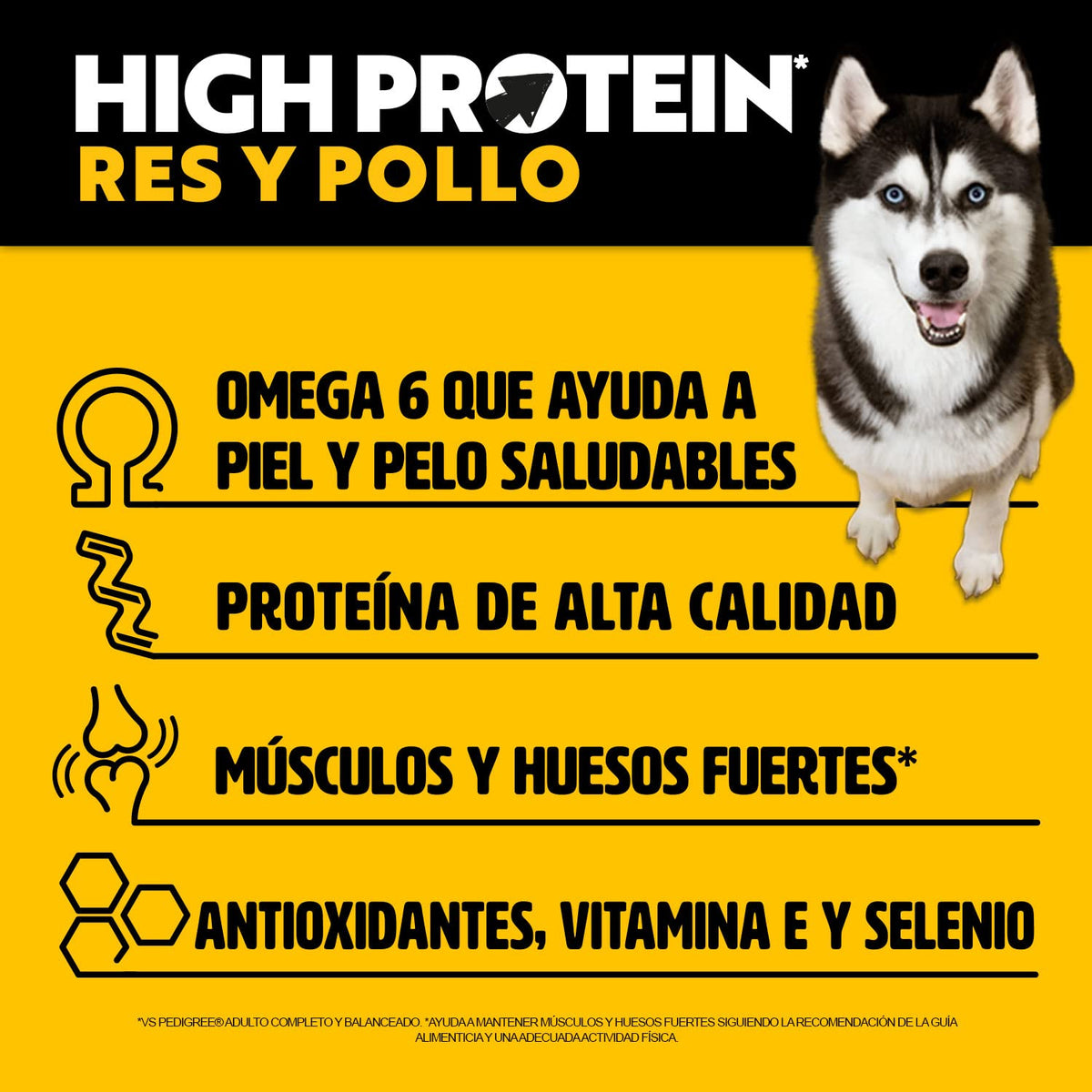 Pedigree High Protein Croquetas para Perros Adultos Sabor Res y Pollo 10kg