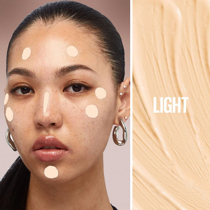 Maybelline Instant Age Rewind Corrector facial 3 en 1, Tono Light, 6ml - Maquillaje que borra ojeras y líneas finas, cubre imperfecciones, corrige, contornea e ilumina, cobertura media, hasta 12hrs de uso hidratante