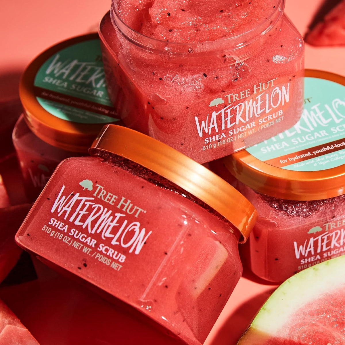 TREE HUT, Watermelon Shea Sugar Scrub, Exfoliante Corporal de Azúcar Natural con Manteca de Karité y Esencia de Sandía, Exfolia e Hidrata la Piel, 510 gramos