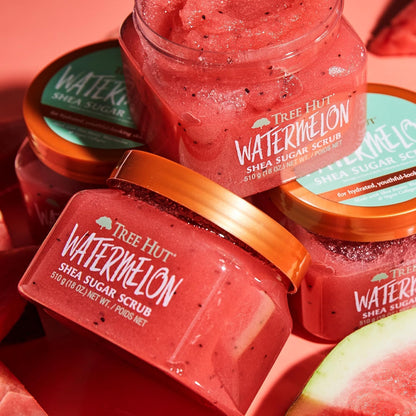 TREE HUT, Watermelon Shea Sugar Scrub, Exfoliante Corporal de Azúcar Natural con Manteca de Karité y Esencia de Sandía, Exfolia e Hidrata la Piel, 510 gramos