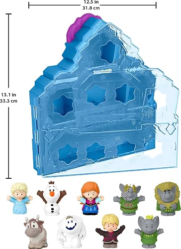 Fisher-Price, Little People, Estuche de Figuras, Frozen, Juguete para Bebé, Incluye 9 Personajes: Anna, Elsa, Olaf, Kristoff, Sven, Marshmallow, Grand Pabbie, Bulda y Pebble, 18 Meses en Adelante