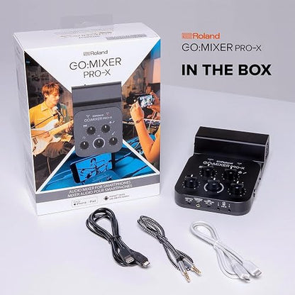 Roland GO:Mixer PRO-X Mezclador de audio portátil para crear vídeos musicales de sonido profesional, transmisiones en directo y podcasts con dispositivos móviles. (GOMIXERPX)