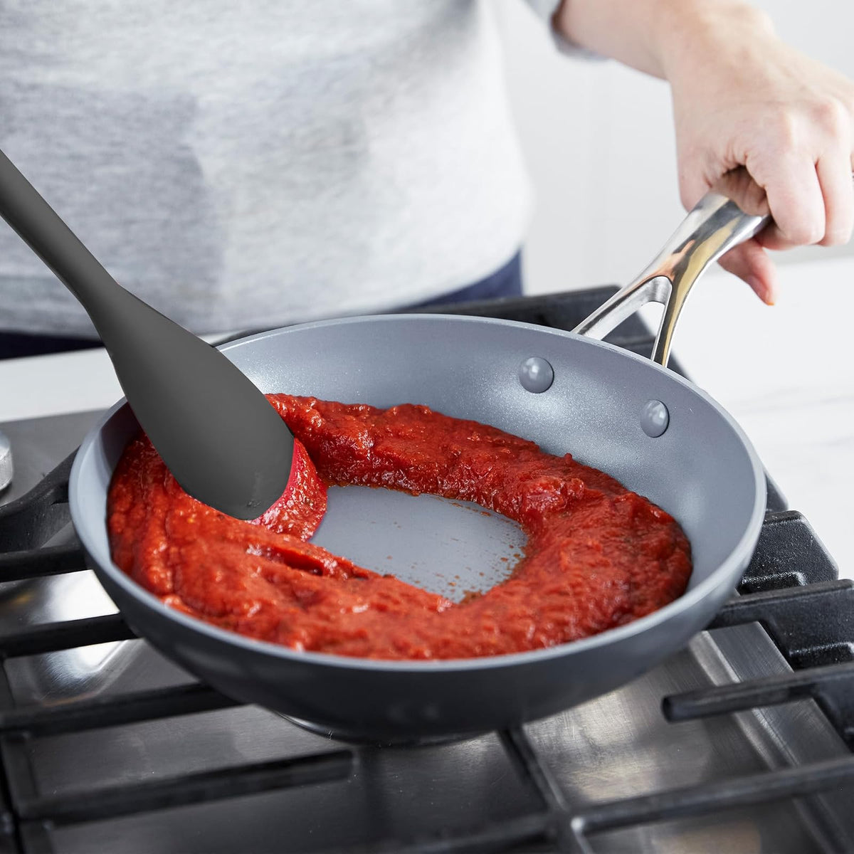 GreenPan Platinum - Cuchara salteada de silicona gris