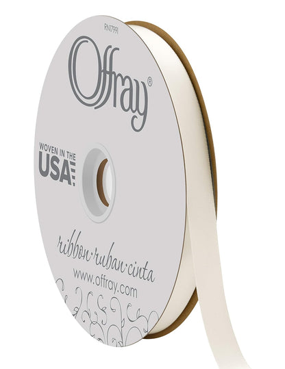 BERWICK Offray Craft Cinta de satén de Doble Cara, 7/20.3 cm de Ancho por 20-Yard Carrete, Blanco Antiguo, Blanco Antiguo, 5/8 Inch x 100 Yard, 1 - Blanco envejecido - 100 Yards