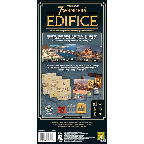 Repos Production - Expansión del juego de mesa 7 Wonders Edifice | Juego de estrategia de construcción de civilizaciones antiguas | Divertido juego familiar
