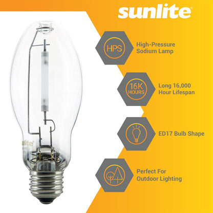 Sunlite 03600-SU LU35/MED - foco de luz de sodio de alta presión, 35 W, ED17/MED, base media (E26), código ANSI S76, 2250 lúmenes, 16000 horas de vida, transparente, 2100 K