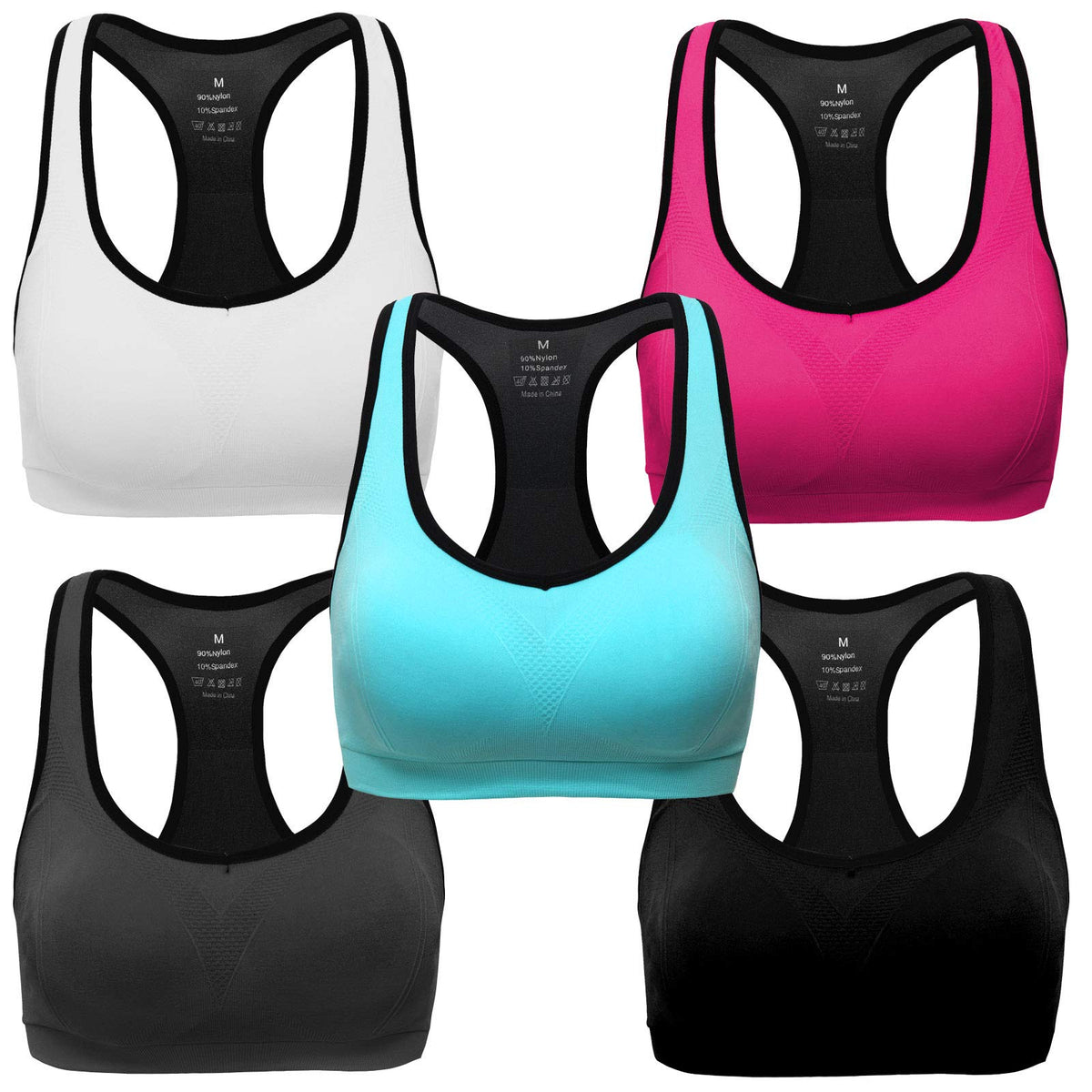 MIRITY Brasier Deportivo de Alto Impacto con Espalda Cruzada - 2XL - Negro, Gris, Azul, Rosa Chillón, Blanco