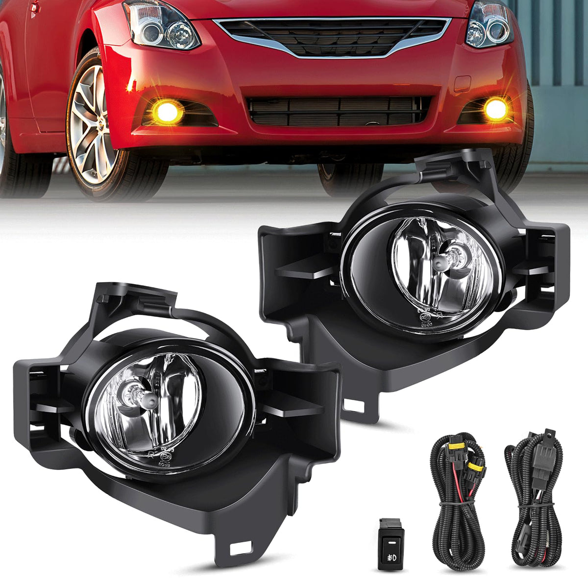 Nilight Conjunto de Luz Antiniebla Compatible con Nissan Altima 2010-2012, Lente Transparente, Bombillas H11 12 V 55 W, FOG-H70