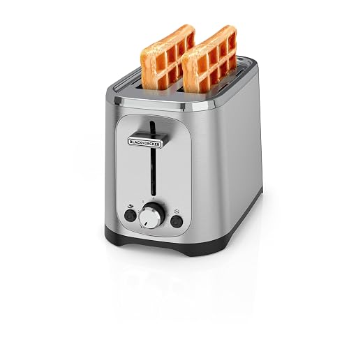 Black+Decker Tostadora de Pan 2 Rebanadas con 7 Niveles, TR1227-0SDLA | Ranuras extra anchas para tostar bagels y panes gruesos, con función para alimentos congelados