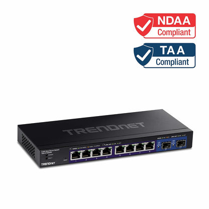TRENDnet Switch Inteligente TEG-3102WS, 10 Puertos (8 x 2.5GBASE-T + 2 x SFP+ 10G), Carcasa Metálica, Compatible NDAA/TAA, Garantía de por Vida