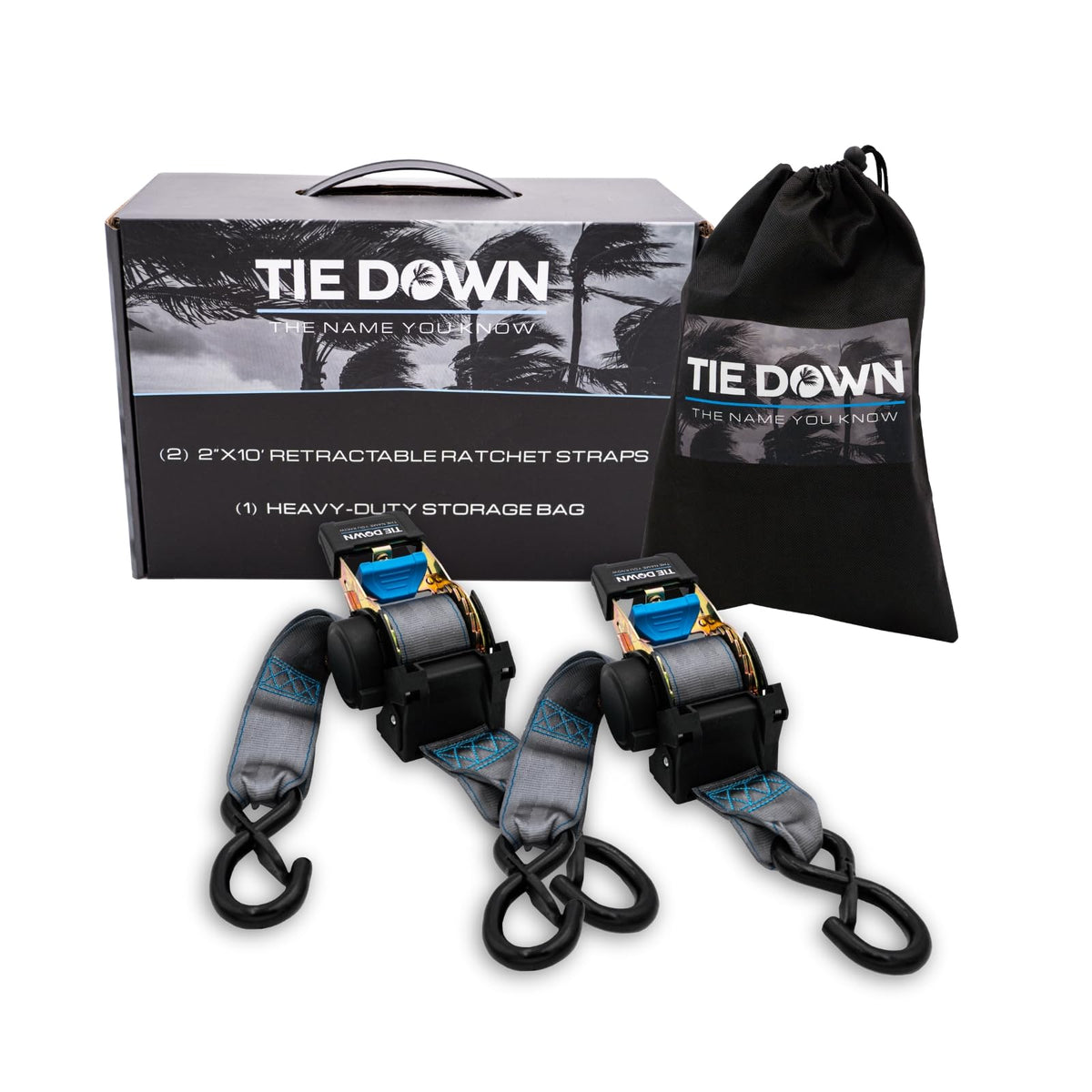 Tie Down Amarre 5 cm. x Correa de carraca retráctil de 10 pies, Paquete de 2 Unidades, 3000 Libras. Límite de Carga de Rotura