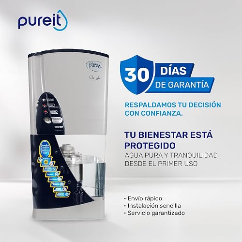 PUREIT | Purificador de Agua Classic 9 Litros + Filtro | Agua segura, cristalina y sin olor | No requiere instalación ni electricidad | Diseño práctico y elegante ideal para el hogar