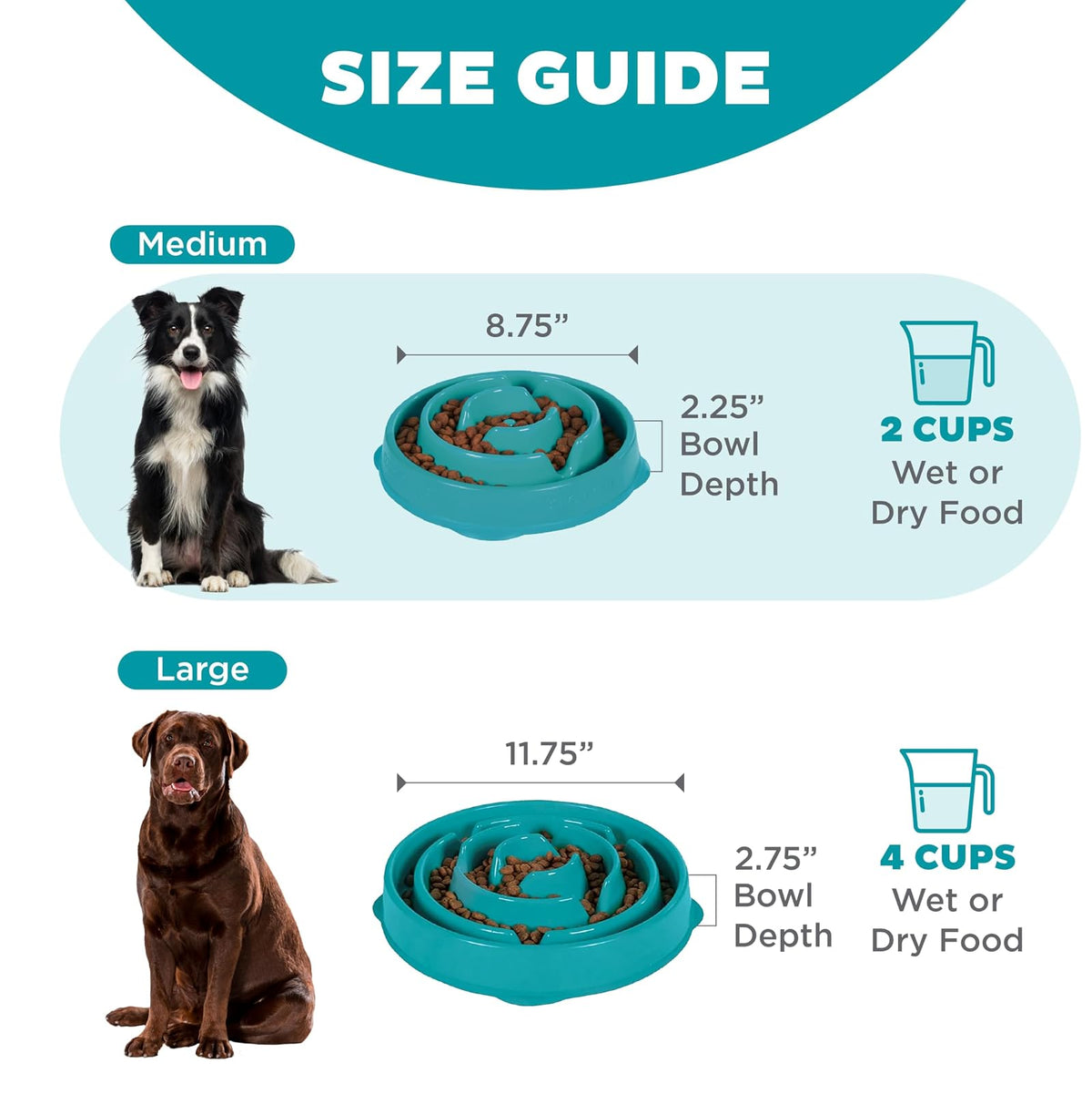 Outward Hound Fun Feeder Slo Bowl, Slow Feeder Dog Bowl, Medium, Turquoise