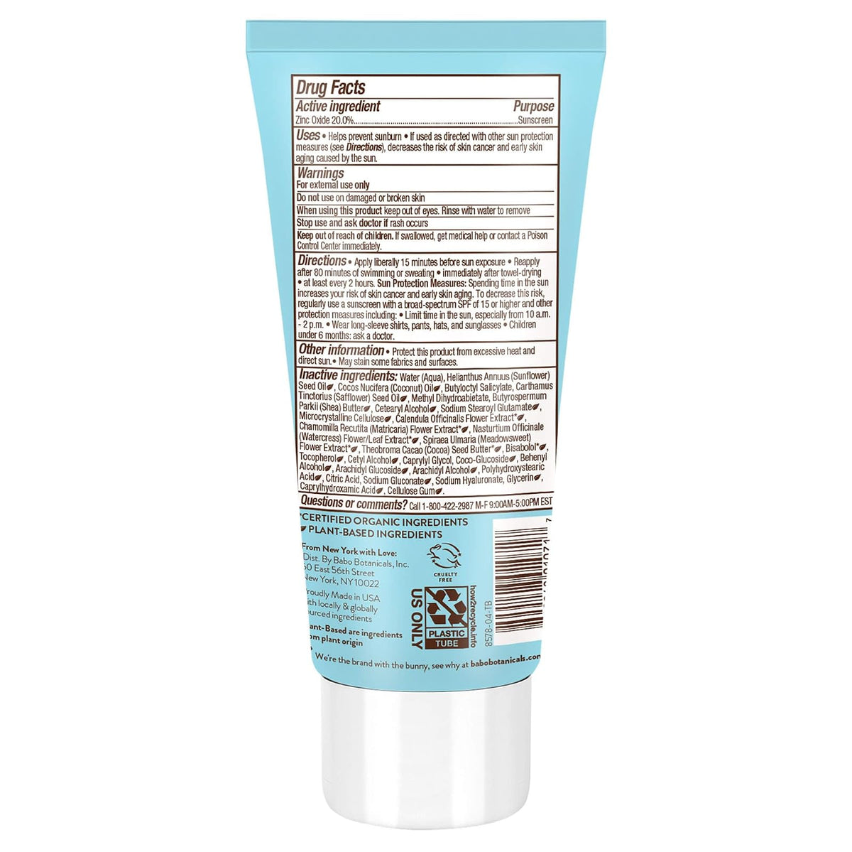 Babo Botanicals Baby Skin Spf 50 Mineral Sheer & Gentle Sunscreen Fragrance Free Lotion, 3 Fl Oz, Unscented, 3 Fluid Ounce